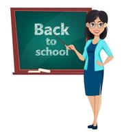 Back to school. Teacher woman cartoon character vector