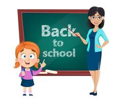 Back to school. Teacher woman cartoon character vector