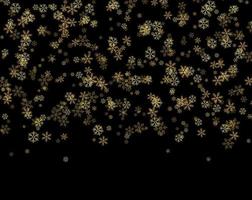 Golden snowflakes falling from the sky vector