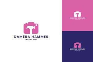 camera hammer negative space logo design vector