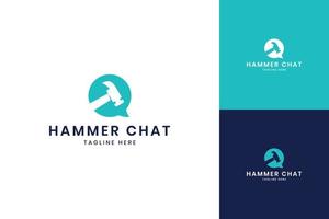 chat hammer negative space logo design vector