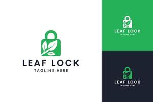 lock leaf negative space logo design vector