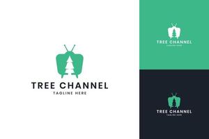 tree television negative space logo design vector