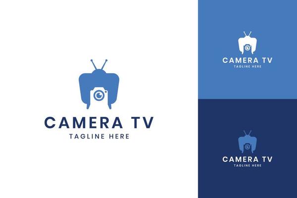 camera television negative space logo design