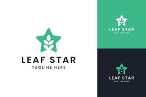 leaf star negative space logo design vector