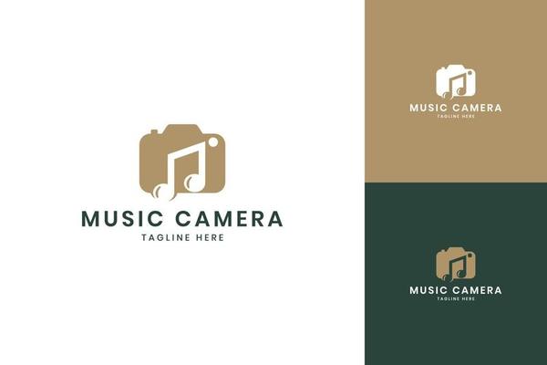 music camera negative space logo design