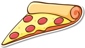 Fast food sticker design with a piece of pizza isolated vector