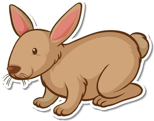 A sticker template with a brown rabbit isolated