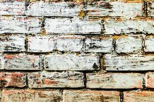Texture of a brick wall with cracks and scratches photo