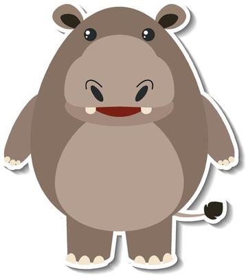 A cute hippopotamus cartoon animal sticker