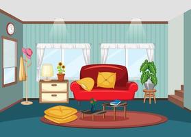 Living room interior design with furnitures vector