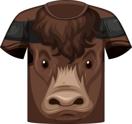 Front of t-shirt with face of ox pattern