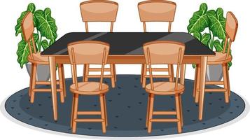 Table and six chairs on carpet vector