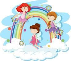 Cute fairies flying in the sky vector