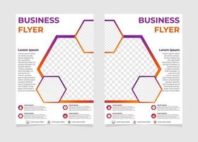 simple modern business flyer template with hexagonal shapes. vector