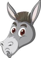 Burro con expresión facial sobre fondo blanco. vector