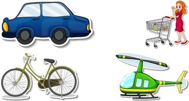 Random stickers with transportable vehicle objects vector