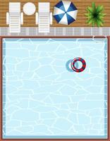 Top view of swimming pool with rubber rings vector