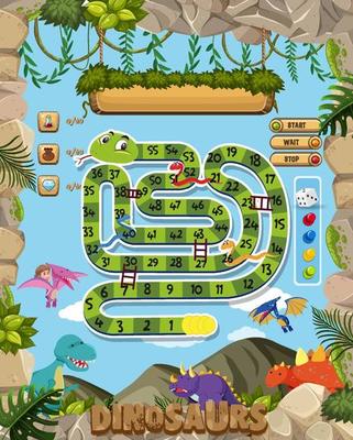 Board Game for kids in dinosaur style template