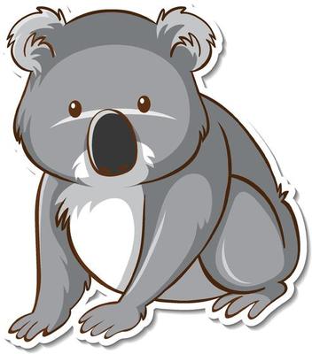 Sticker design with cute koala isolated