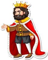 King with red robe cartoon character sticker vector