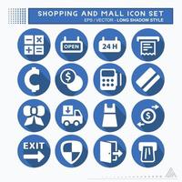 Set Icon Shopping and Mall - Long Shadow Style vector