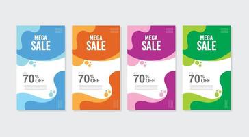 Dynamic modern liquid mobile for sale banners. Sale banner template design, Mega sale special offer set. vector