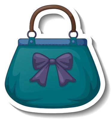 A sticker template with a women shoulder bag isolated