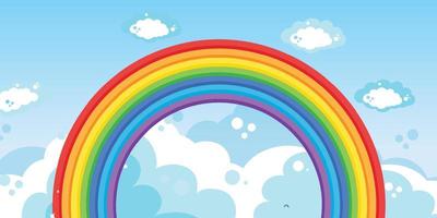 Rainbow in the sky background template vector