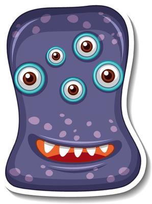 Sticker template with an alien monster cartoon character isolated