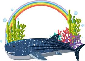tiburón ballena con estandarte de arco iris vector
