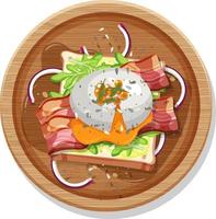 Top view of breakfast set in a dish in cartoon style isolated vector