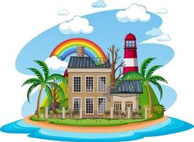 Old abandon building on the island vector