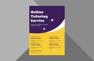 tutoring service promotion flyer design. online tutoring service poster leaflet template. a4 template, brochure design, cover, flyer, poster, print-ready