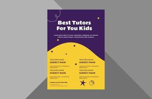 tutoring service promotion flyer design. online tutoring service poster leaflet template. a4 template, brochure design, cover, flyer, poster, print-ready vector