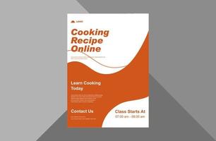 cooking class flyer design. online cooking class poster leaflet design. a4 template, brochure design, cover, flyer, poster, print-ready vector