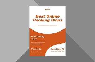 cooking class flyer design. online cooking class poster leaflet design. a4 template, brochure design, cover, flyer, poster, print-ready vector