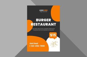 burger restaurant flyer design template. special food menu poster leaflet design template. a4 template, brochure design, cover, flyer, poster, print-ready vector