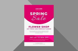 flower shop flyer design. spring flower sale poster leaflet design. a4 template, brochure design, cover, flyer, poster, print-ready vector