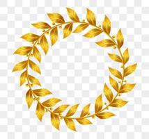 Vector Image Illustration of Gold leaf wreath, Bay Laurel gold, gold laurel, Gold frame