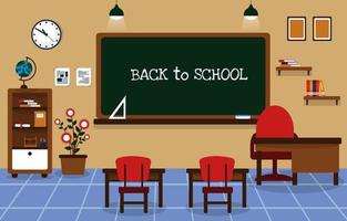 Back to School Class Classroom Blackboard Table Chair Education Illustration vector