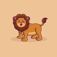 Cute lion mascot cartoon illustration. animal wildlife icon. lion logo vector. Cartoon happy lion isolated
