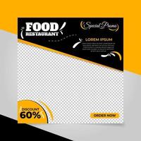 social media post food resturant banner vector