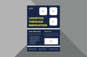 transport logistic service flyer template. shipping cargo industry poster leaflet design. transport service flyer design template. a4 template, brochure design, cover, flyer, poster, print-ready vector