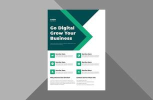 grow your business flyer design template. take your business to the next level of poster leaflet design. a4 template, brochure design, cover, flyer, poster, print-ready vector