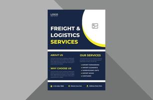 transport logistic service flyer template. shipping cargo industry poster leaflet design. transport service flyer design template. a4 template, brochure design, cover, flyer, poster, print-ready vector