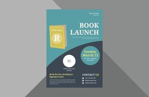 lanzamiento de libro y plantilla de diseño de volante de publicación. Plantilla de folleto de cartel de anuncio de lanzamiento de nuevo libro. plantilla a4, diseño de folleto, portada, volante, póster, listo para imprimir vector