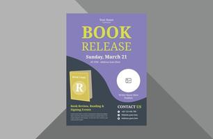 book launch and publishing flyer design template. New book launch announcement poster leaflet template. a4 template, brochure design, cover, flyer, poster, print-ready vector