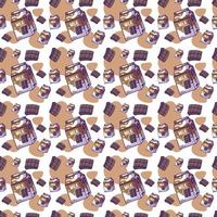 Cute Cartoon chocolate with milk seamless pattern vector