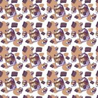 Cute Cartoon chocolate with milk seamless pattern vector